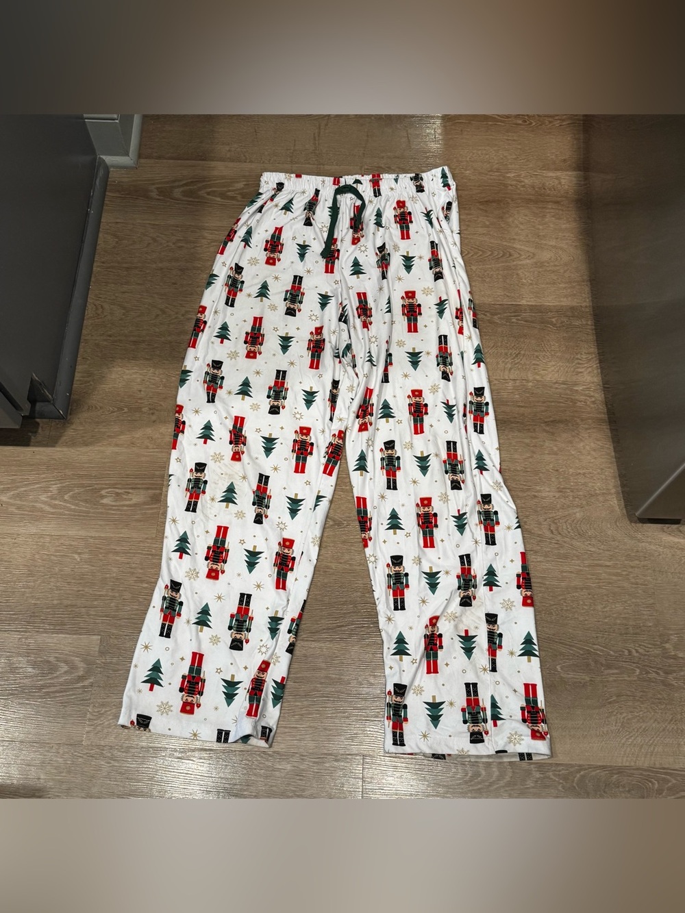Women’s Nutcracker Print Pajama Pants - White with Red & Green